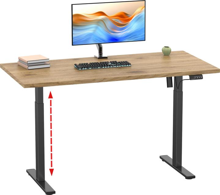 Produktbild VCM Schreibtisch verstellbar Lona 140x80 sw (140 x 80 x 120 cm)