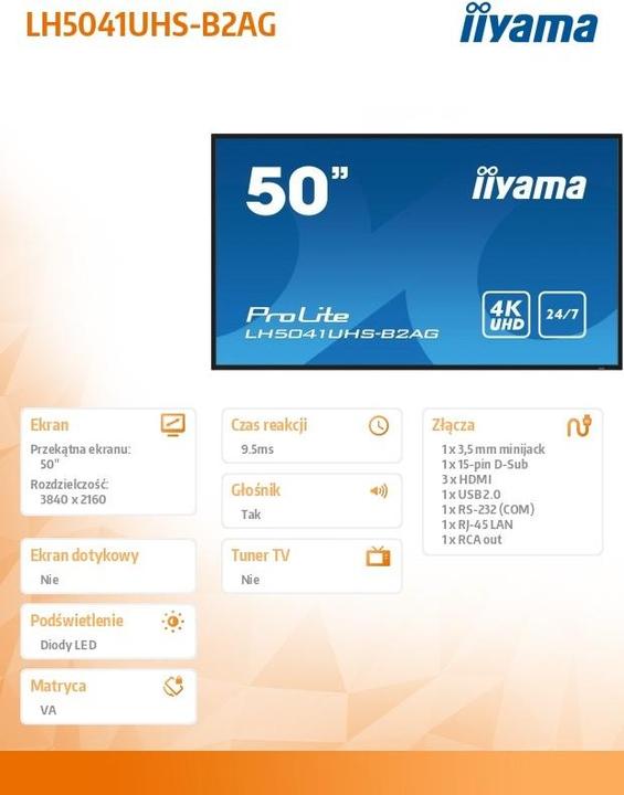 Energie-Label iiyama ProLite LH5041UHS-B2AG (3840 x 2160 Pixel, 50")