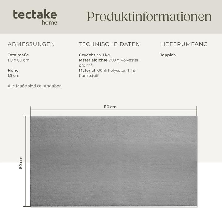 Produktbild tectake Kurzflorteppich Soft Zone (60 x 110 cm)