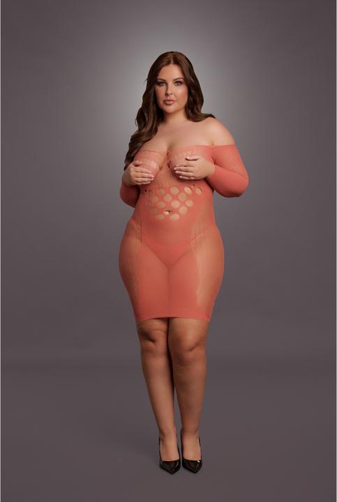 Productafbeelding Le Désir Net Mini-jurk met lange mouwen - Queen Size (XL, XXL, 3XL, 4XL)