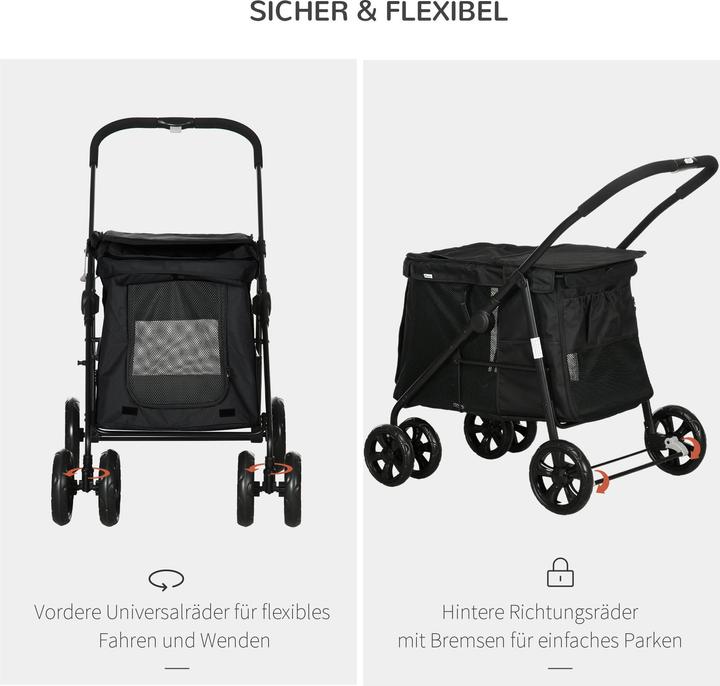 Produktbild PawHut Hundewagen mit Kissen (Hund, Faltbar)