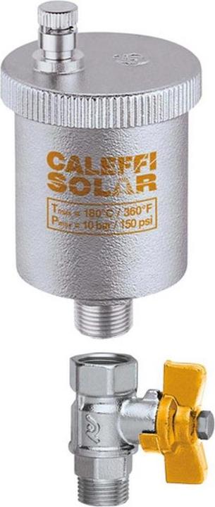 Actual product image Caleffi Automatic quick air vent Solar 3/8inch with ball valve shut-off