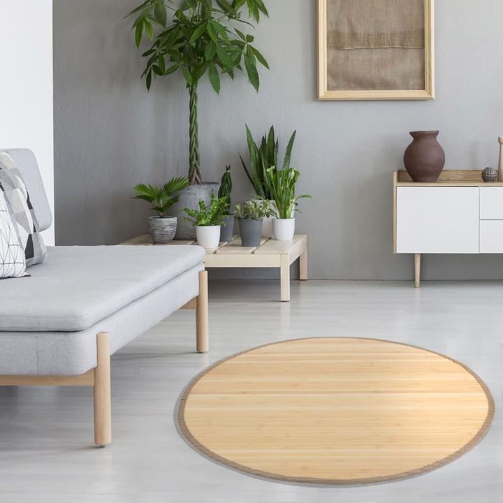 Image du produit Greendeco Tapis en bambou 150cm rond naturel (150 x 150 cm)