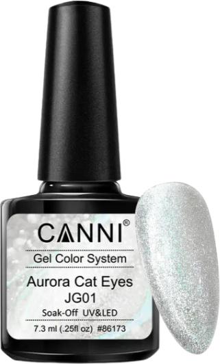 Produktbild Canni Gellack Cat Eyes Aurora Silber Glitzer / JG01 UV/LED (Silber Glitzer, Gel-Effekt Nagellack)