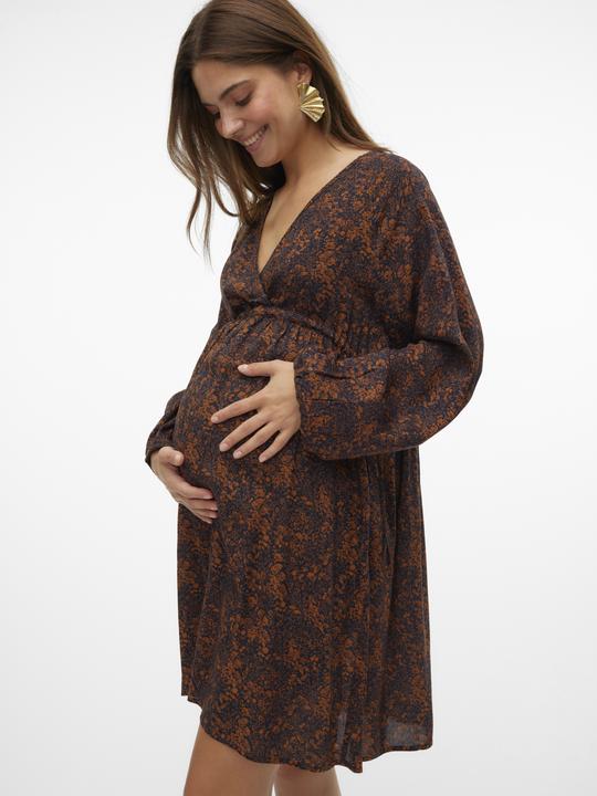 Produktbild Mamalicious Normal geschnitten V-Ausschnitt Elastische Bündchen Ballonärmel Kurzes Kleid Kleid (L)