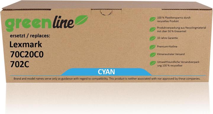 Produktbild Inkadoo Toner greenline ersetzt Lexmark 70C20C0 / 702C Toner, cyan Cyan (C)