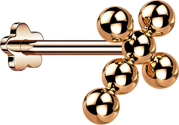 Produktbild Star Piercing Micro Threadless Labret Blume rosegold Kreuz Kugeln (ohne Messing, Titan G23)