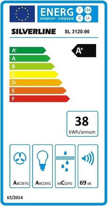Label énergétique Silverline SL 3120-90RF (Hotte murale)