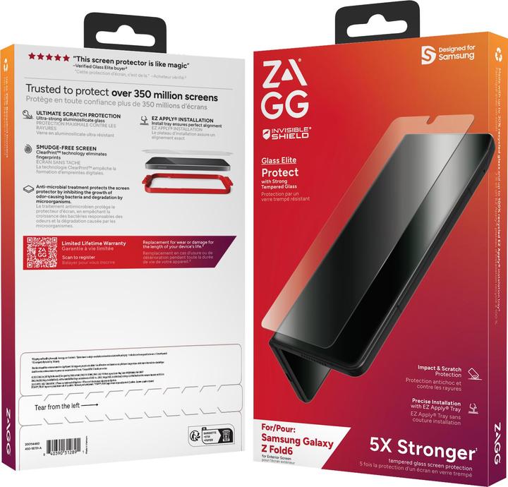 Image du produit Zagg Invisibleshield Protecteur d'écran en verre trempé Edge To Edge Samsung Galaxy Z Fold 6 (1 pièce(s), Samsung Galaxy Z Fold6)