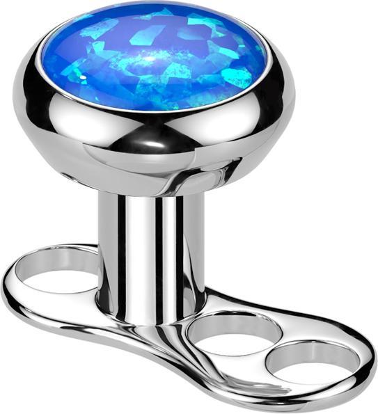 Produktbild Star Piercing Dermal Anchor Innengewinde silber mit Opal blau (Titan G23, ohne Messing)