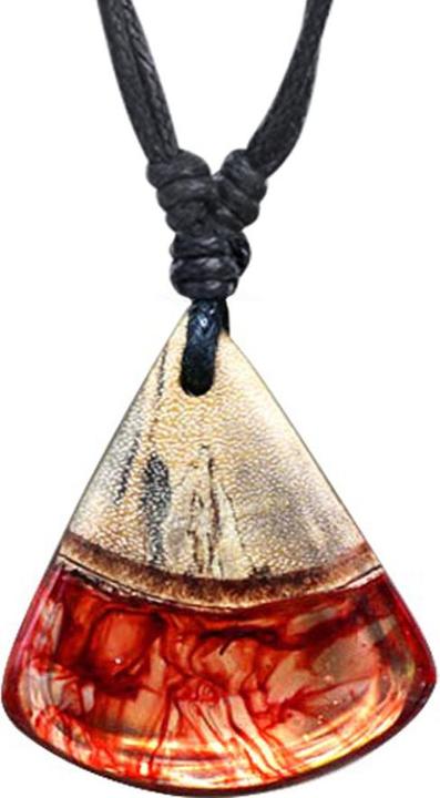 Actual product image Star Piercing Necklace black pendant fan colouring epoxy red tamarind wood (without brass, Organic)