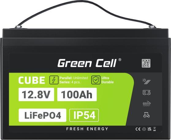 Produktbild GreenCell Green Cell CUBE LiFePO4 battery 100Ah 12.8V 1280Wh lithium iron phosphate battery for photovoltaic (12.80 V, 100 Ah)