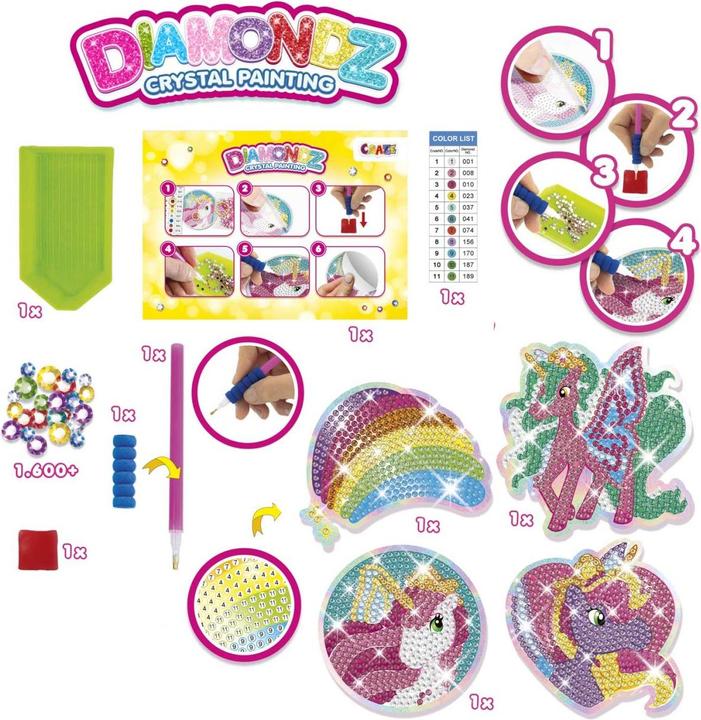 Image du produit Craze DIAMONDZ Starter Set Stickers Galupy Unicorn - Diamond Painting Set d'autocollants pour enfants,
