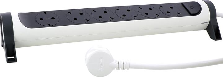 Image du produit Legrand Multiprise pivotante 6x prise, 3m de câble blanc-noir 694539 (6 x, CEE, 3 m)