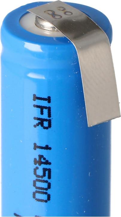 Immagine prodotto AccuCell Batteria ricaricabile IFR 14500 AA con testa non protetta, con tag di saldatura a U (1 pz., 600 mAh, Accumulatore di carica elettrica)