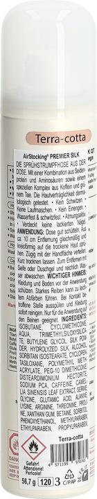Nährwerte und Zutaten Air Stocking PREMIER SILK Strumpf Bein Terracotta (Fussdeodorant & -puder, 214.38 ml)