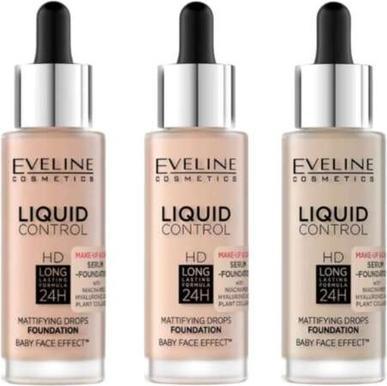 Eveline Liquid Control Hd Mattifying Drops Foundation 015 Light Vanilla 32Ml (015 Light Vanilla)