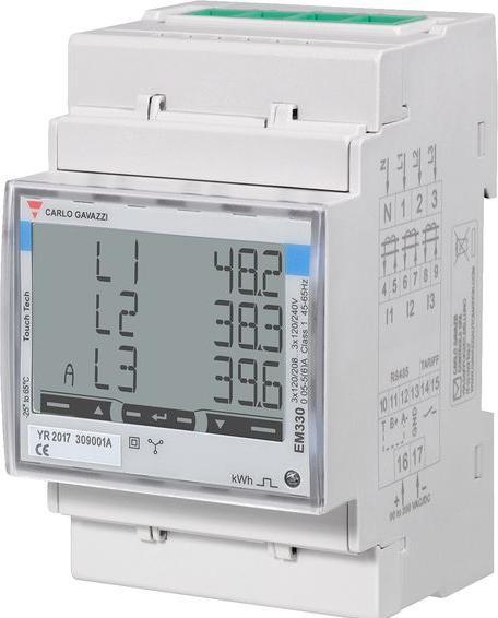 Produktbild Carlo Gavazzi 3-Phasen-Netzanalysatoren 230... 480V IP51 6 A EM330
