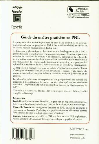 Nährwerte und Zutaten Guide du maître praticien en PNL (Französisch, Soto Gustavo, Fèvre Louis, Servais Chantalle, 2022)