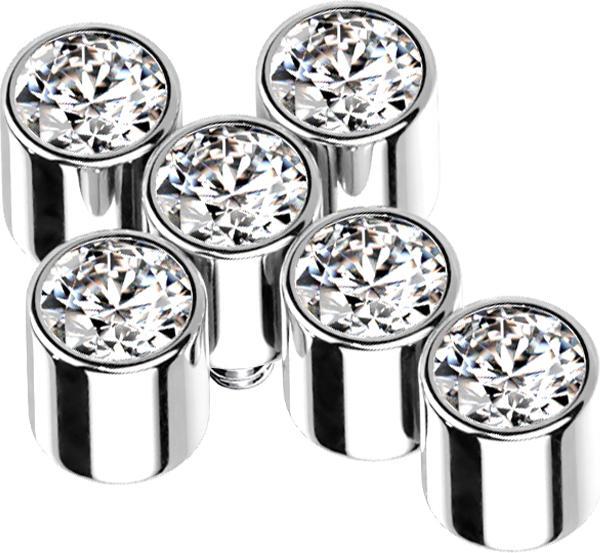 Star Piercing Dermal Anchor silber Kreuz sechs Kristalle silber (ohne Messing, Titan G23)