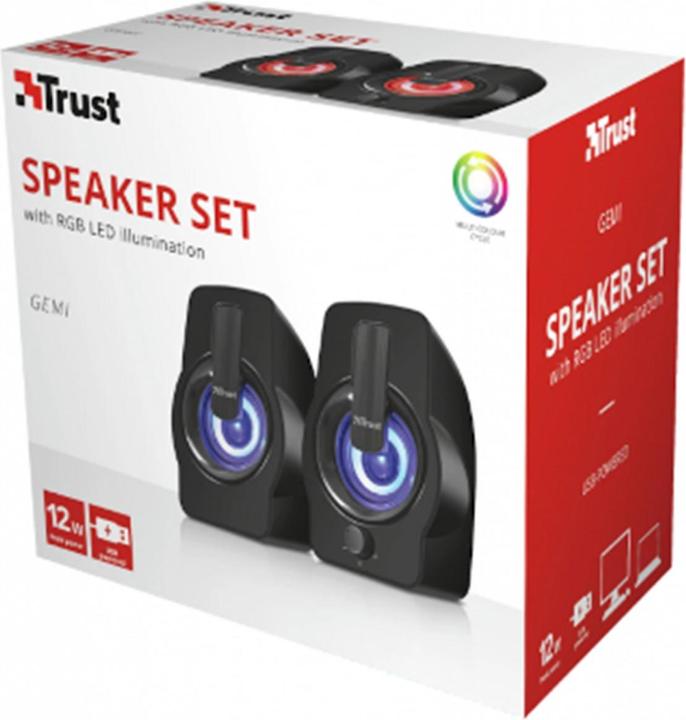Produktbild Trust Lautsprecher||Gemi RGB|PMPO 12 Watt|1xAudio-In|Schwarz|22948