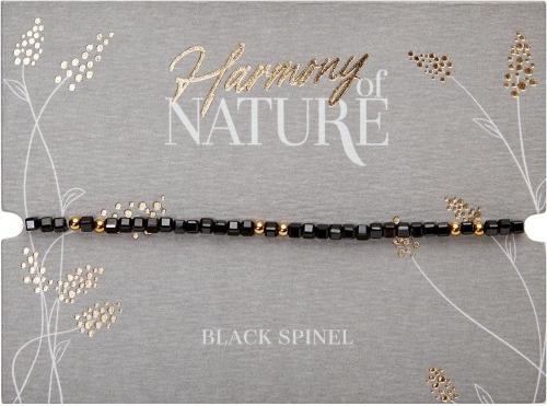 Produktbild HCA Armband - "Harmony of nature" - Schwarzer Spinell - vergoldet (17 cm, Edelstein kombiniert mit Kugeln aus Edelstahl vergoldet)