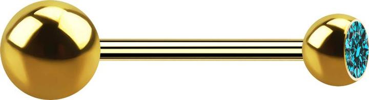 Produktbild Star Piercing Micro Barbell vergoldet mit Kugel und Kugel Kristall aqua (ohne Messing, Chirurgenstahl 316L)