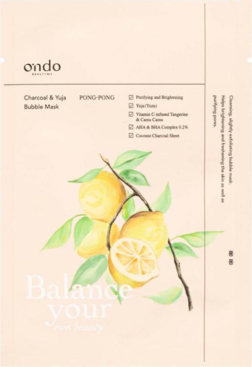 Ondo charcoal & yuja bubble mask pong-pong