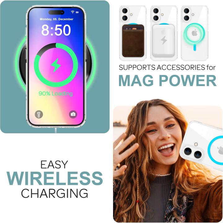 Produktbild Nalia Klare Hart Hülle, MagSafe Ring Leuchtet im Dunkeln (Apple iPhone 16)
