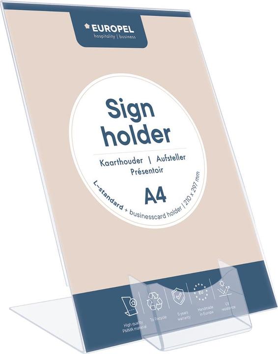 Image du produit Europel Présentoir de table Acrylic, DIN A4 vertical, en verre transparent (A4)