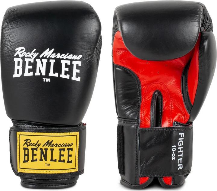 Actual product image Benlee Fighter Boxing Gloves Leather Black (10 OZ)