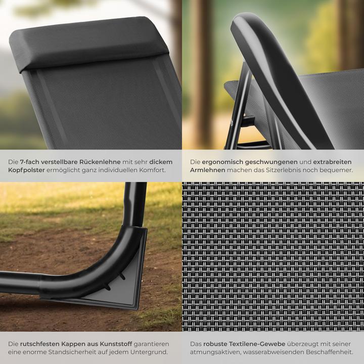 Produktbild tectake Faltbarer Campingstuhl Müritz mit Kopfpolster, Aluminium