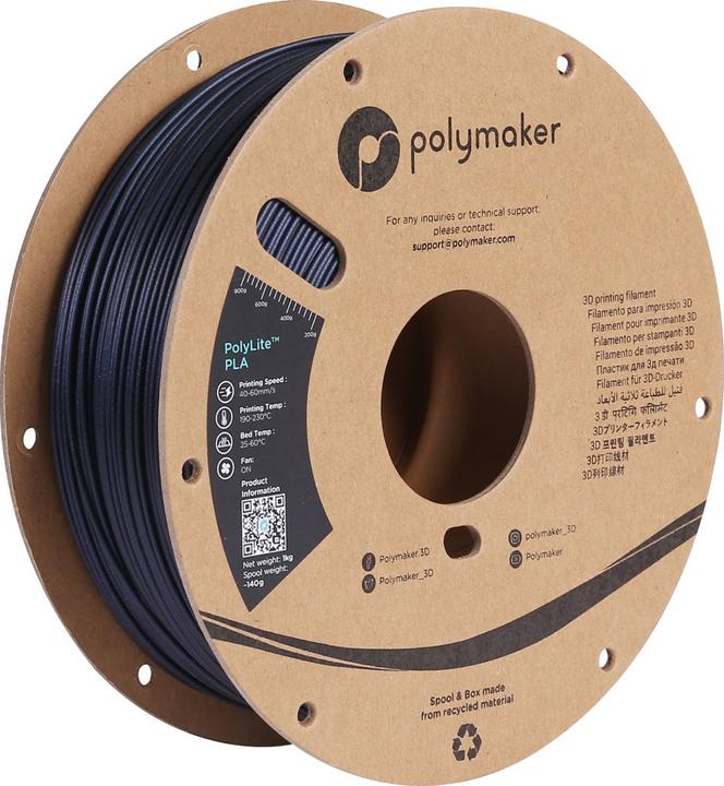 Productafbeelding Polymaker PolyLite PLA Sparkle Donkerblauw 1,75mm 1kg (PLA, 1.75 mm, 1000 g, Blauw)
