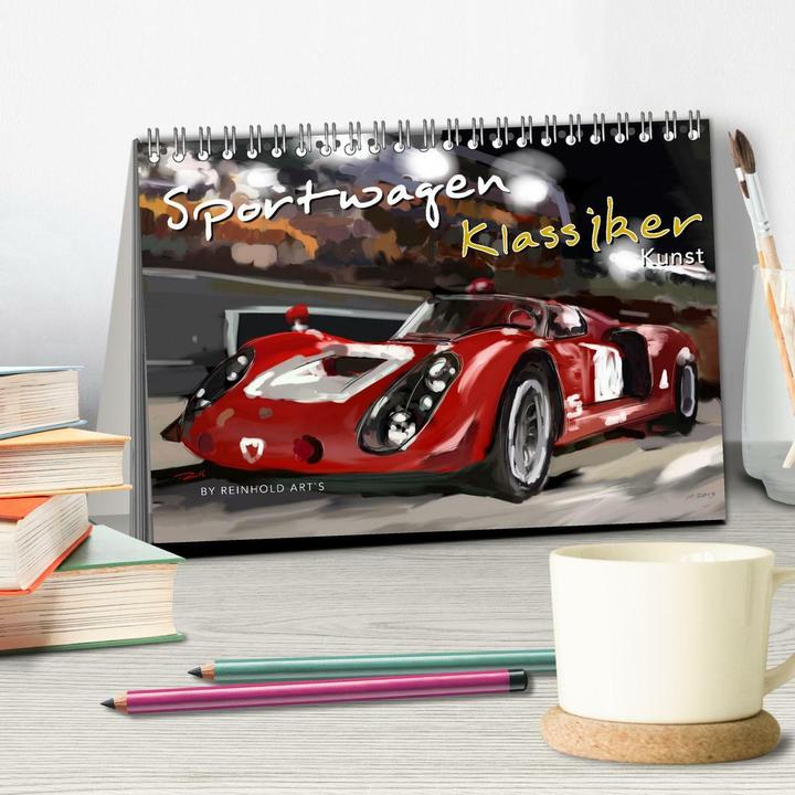 Actual product image Sportwagen Klassiker Kunst (Tischkalender 2025 DIN A5 quer), Monatskalender (A5, German)