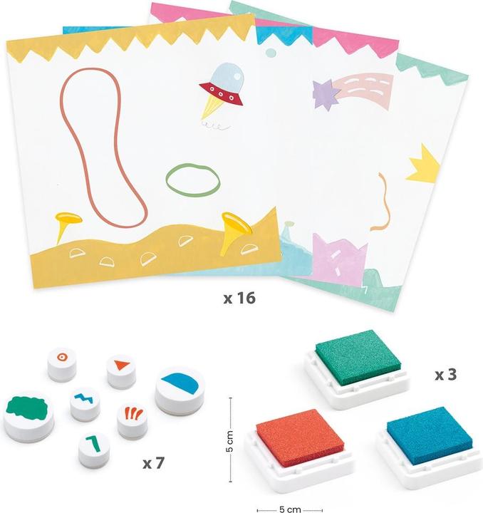 Actual product image Djeco Stamp set Up There