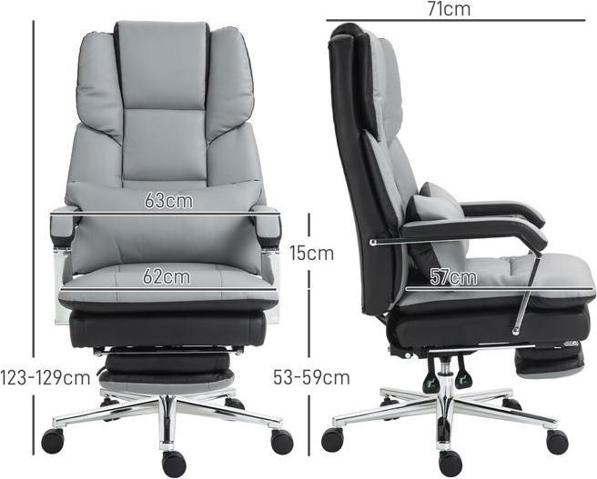 Produktbild Swisshandel24 Bürostuhl mit Wippfunktion, bis 180kg, ergonomisch, 160° neigbarer Rückenlehne, Kunstleder, Hellgrau