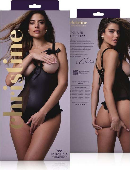 Actual product image Christine Le Duc Wetlook Body with open crotch/cups Mistique (L)