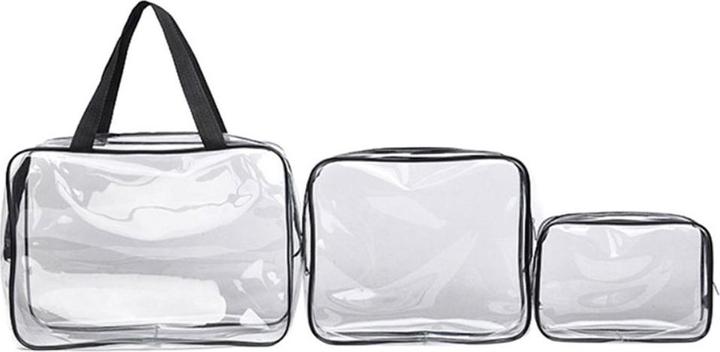 Noya Kosmetik Make-Up Tasche (3er Set) – Transparenter Reise-Organizer mit Reissverschluss (1 l)