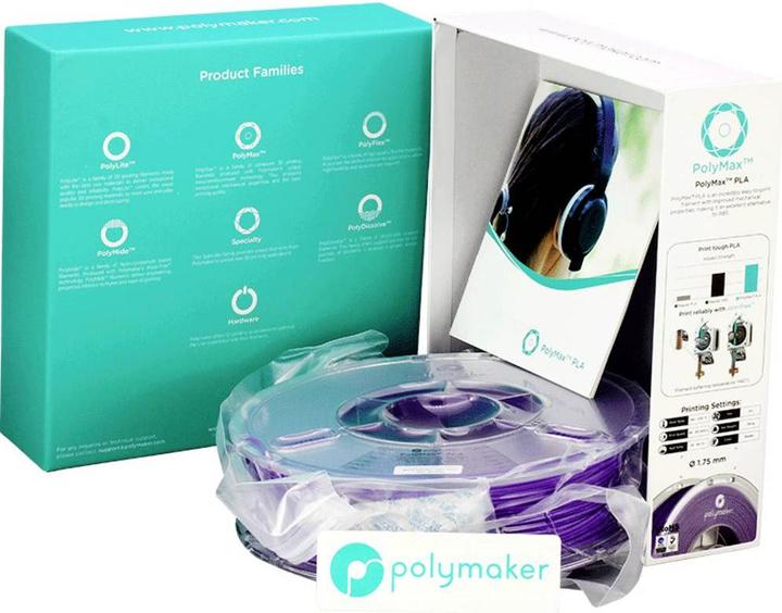 Productafbeelding Polymaker PA06009 PolyMAX Taai Filament hoge stijfheid, hoge treksterkte (PLA, 1.75 mm, 750 g, Paars)