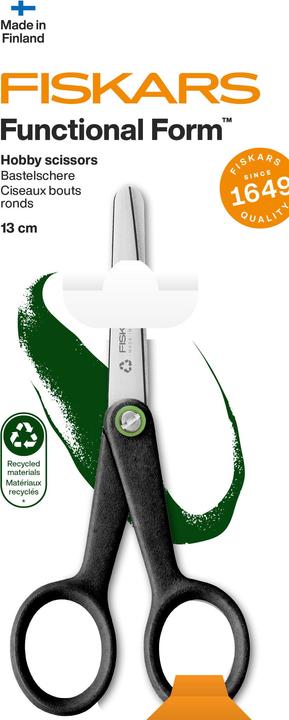 Actual product image Fiskars Hobby scissors recycling 13cm 1074542 black, right- + left-handed (13 cm)