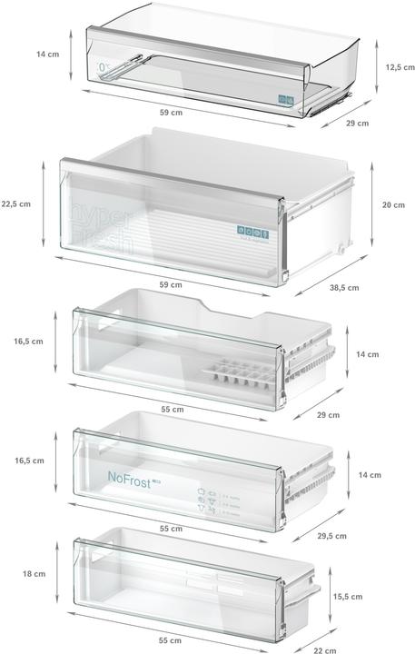 Actual product image Siemens iQ300, Built-in fridge-freezer with freezer section below, 193.5 x 70.8 cm, flat hinge, KB (383 l)