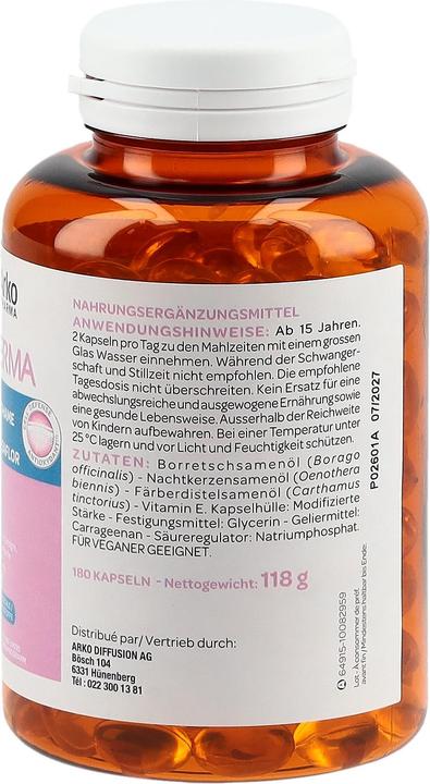 Immagine prodotto Arkopharma Forderma Borretsch Nachtkerze Färbedistelöl Kapseln (180 Pezzo/i, Pillole, 184 g)
