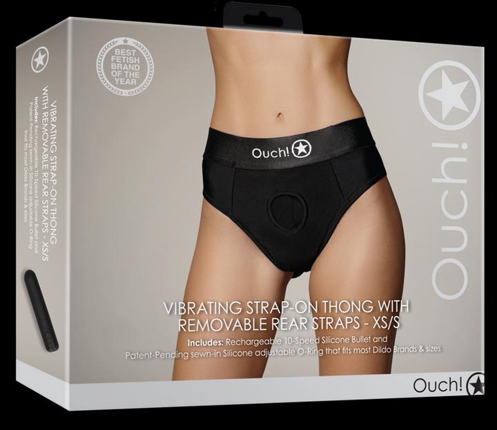 Actual product image Ouch! Vibrating Strap-on Thong - Removable Straps - XS/S (XS)