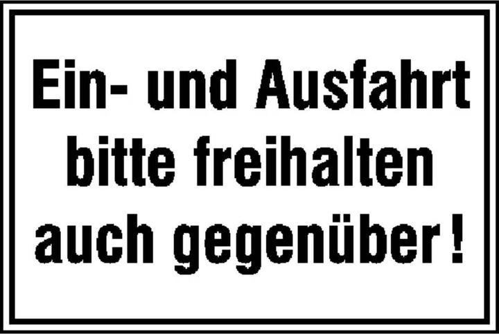 Produktbild SafetyMarking Hinweisschild Einund Ausfahrt bitte freihalten auch gegenüber