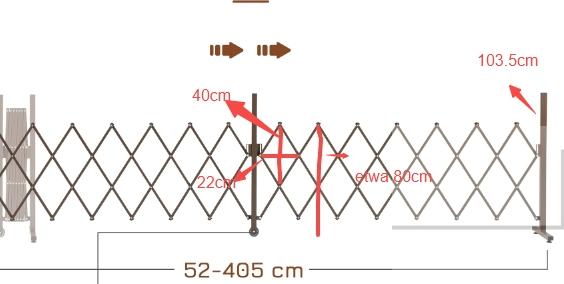 Immagine prodotto Swisshandel24 Barriera estensibile 52-405cm in alluminio marrone H103.5cm