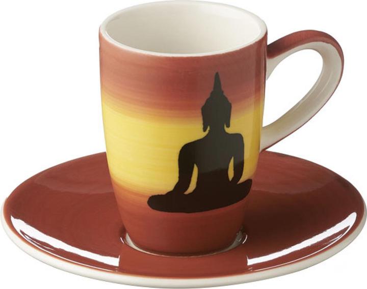 Mila Espresso cup Buddha 137 ml, 6 pieces, Yellow/Red (137 ml, 6 x)