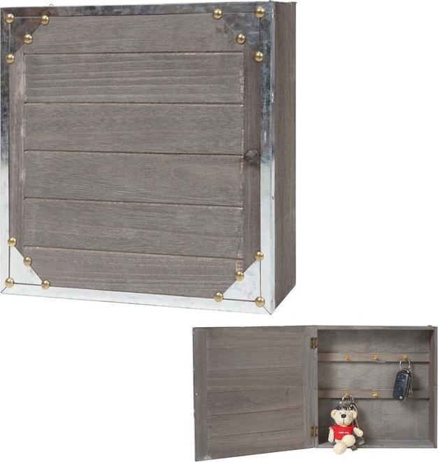 Image du produit Mendler Boîte à clés Virginia, look shabby vintage 27x27x6cm gris-brun (27 x 27 x 6 cm)