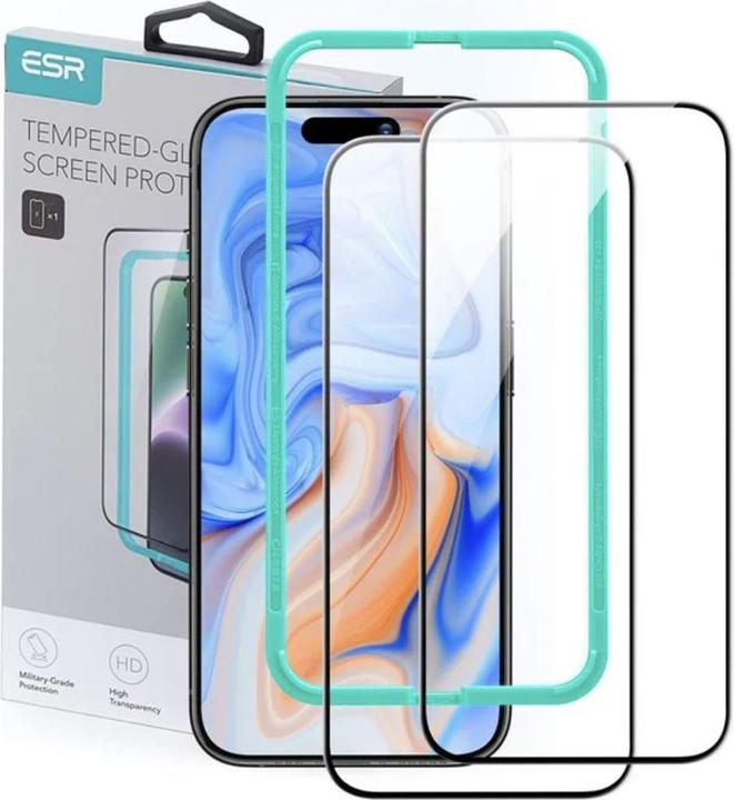 Actual product image ESR Tempered Glass for iPhone 16 Plus (2 pcs.) (2 Piece, Apple iPhone 16 Plus)