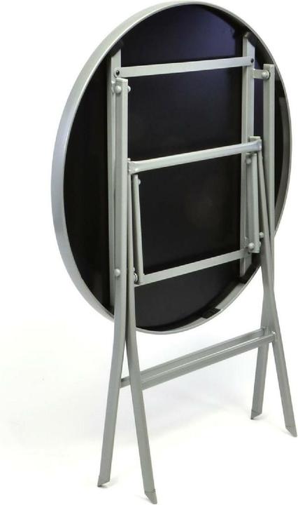 Produktbild VCM Bistrotisch mit Glasplatte klappbar Terrassentisch Glastisch silber Ø 70cm Stahl (70 cm)