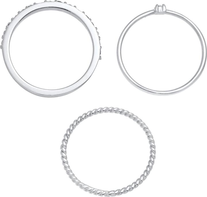 Image du produit Elli Bague multi-couleur émail cristal 3pcs 925 argent (66, Argent 925)